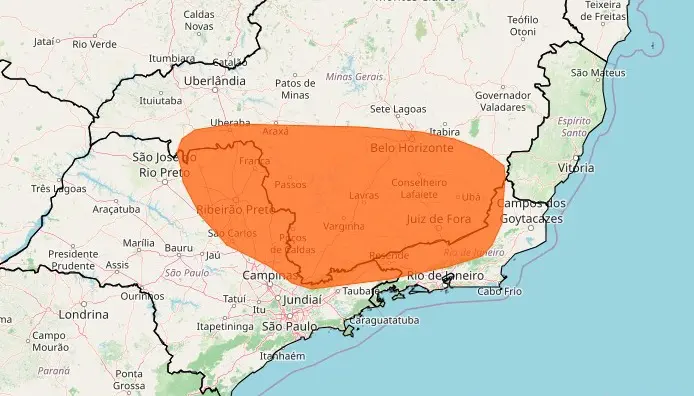 Inmet emite alerta laranja de tempestade para o Sudeste