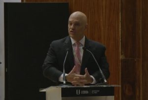 Alexandre de Moraes, no Fórum de Lisboa - 1º/6/2026 | Foto: Reprodução