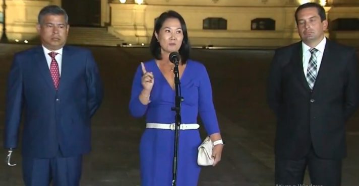 A candidata conservadora Keiko Fujimori, em pronunciamento sobre o combate ao terrorismo | Foto: Reprodução/X