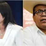 A candidata conservadora Keiko Fujimori e o esquerdista Roberto Sánchez | Foto: Reprodução/X