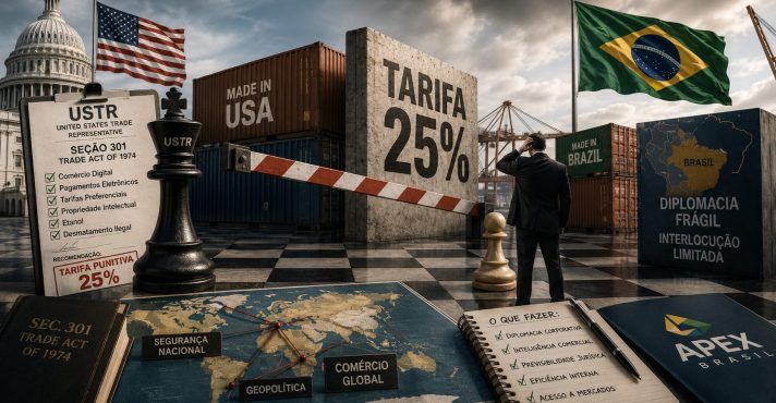 'O desenho cirúrgico da nova lista de sobretaxas revela a face mais nítida da realpolitik norte-americana e nos oferece um espelho de nossas próprias dependências', escreve Márcio Coimbra | Foto: Divulgação/Oeste | Imagem criada com o auxílio de inteligência artificial