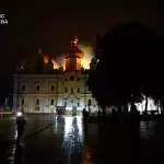O Ministério das Relações Exteriores da Ucrânia informou que pretende acionar a Unesco para registrar oficialmente os danos causados ao patrimônio histórico | Foto: Reprodução/Serviço Estatal de Emergência da Ucrânia
