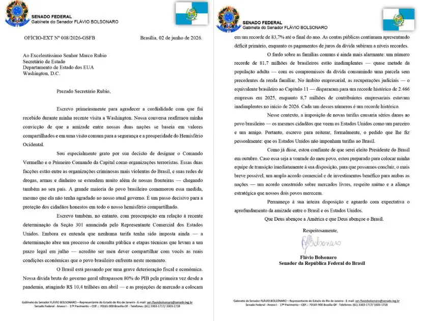carta-flávio-bolsonaro-marco-rubio