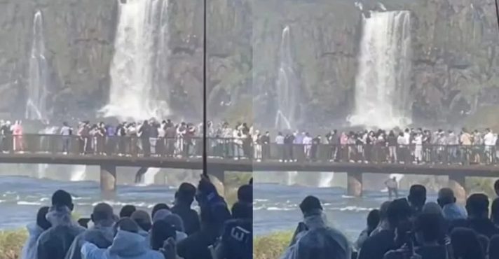 Cataratas do Iguaçu, em Foz do Iguaçu (PR); turista ultrapassou área de segurança para recuperar celular / Foto: Reprodução/Redes sociais