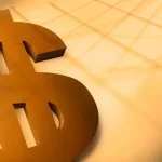 Símbolo de cifrão sobre fundo com gráfico financeiro representa taxas de juros e custos do crédito rural para produtores.