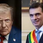 À esquerda, o presidente dos EUA, Donald Trump; à direita, o presidente da Bolívia, Rodrigo Paz | Fotos: Reprodução/Wikimedia Commons