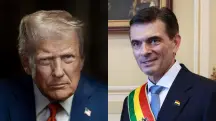 À esquerda, o presidente dos EUA, Donald Trump; à direita, o presidente da Bolívia, Rodrigo Paz | Fotos: Reprodução/Wikimedia Commons