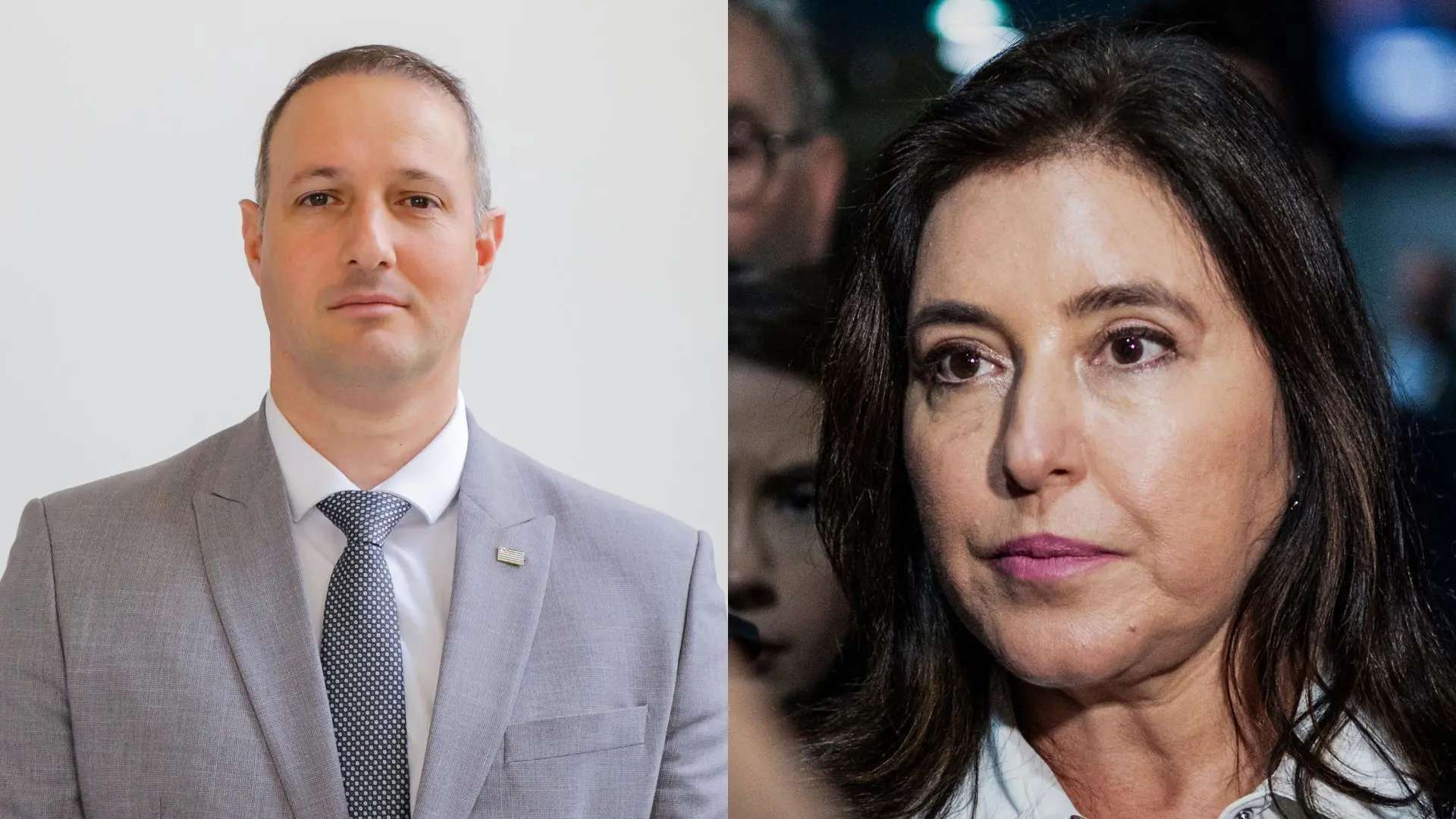 À esquerda, o deputado federal Guilherme Derrite (PP); à direita, a ex-ministra do Planejamento Simone Tebet | Foto: Reprodução/Wikimedia Commons; Senado, SP, São Paulo