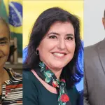 Da esquerda para a direita: Marina Silva, Simone Tebet e Guilherme Derrite; corrida ao Senado em São Paulo (SP) | Fotos: Reprodução/Wikimedia Commons