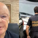 À esquerda, bispo Edir Macedo; à direita, agente da Polícia Federal