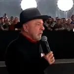 O presidente Lula da Silva durante discurso nesta sexta-feira, 26, no litoral de Santa Catarina | Foto: Reprodução/X