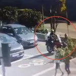 Momento em que o tenente da Rota é abordado pelos criminosos que já foram presos pela Polícia | Foto: Montagem sobre reprodução/X