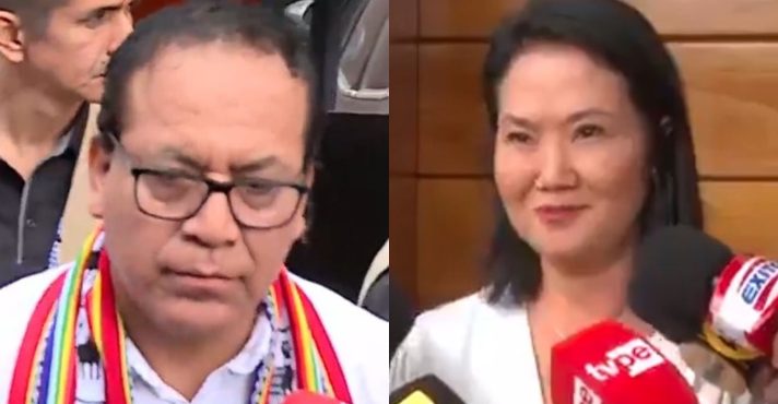 O esquerdista Roberto Sánchez e a conservadora Keiko Fujimori | Foto: Montagem sobre reprodução/Redes sociais