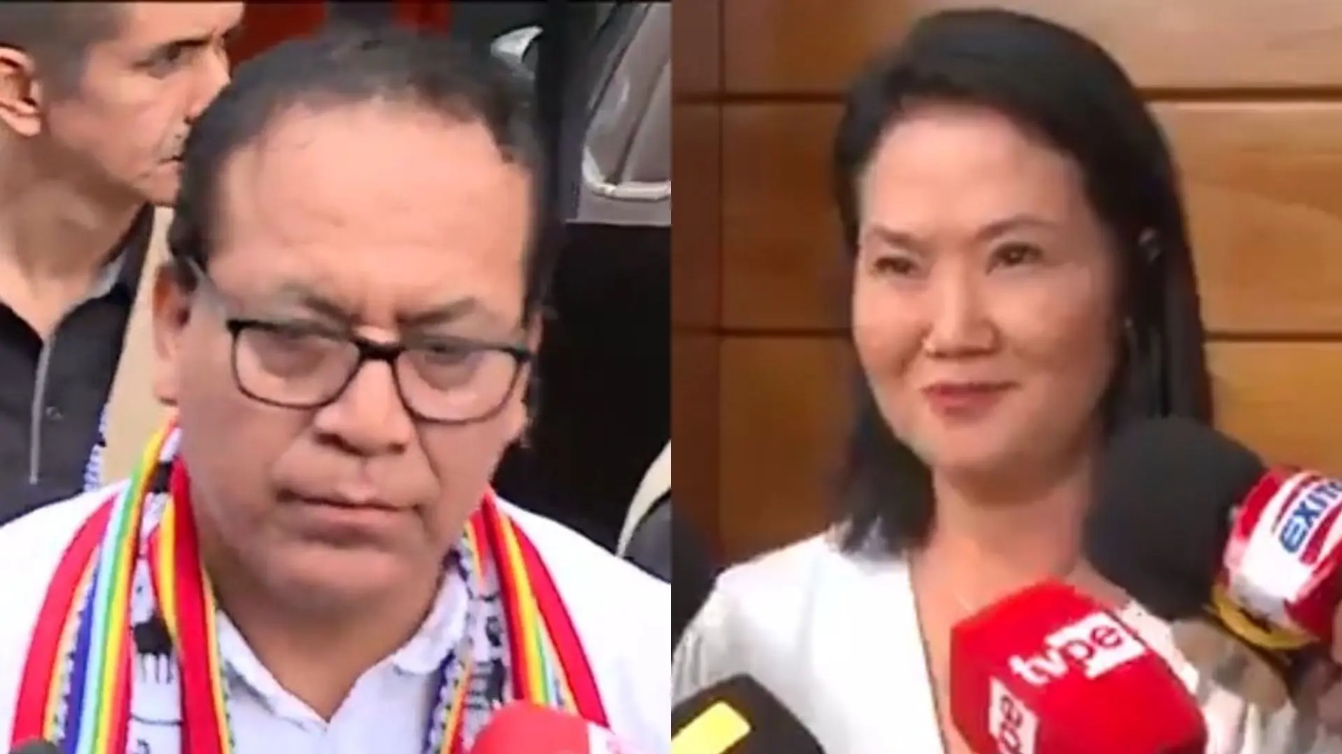 O esquerdista Roberto Sánchez e a conservadora Keiko Fujimori | Foto: Montagem sobre reprodução/Redes sociais