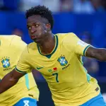 Vinicius Jr. comemora gol na Copa do Mundo de 2026 | Foto: CBF/Divulgação