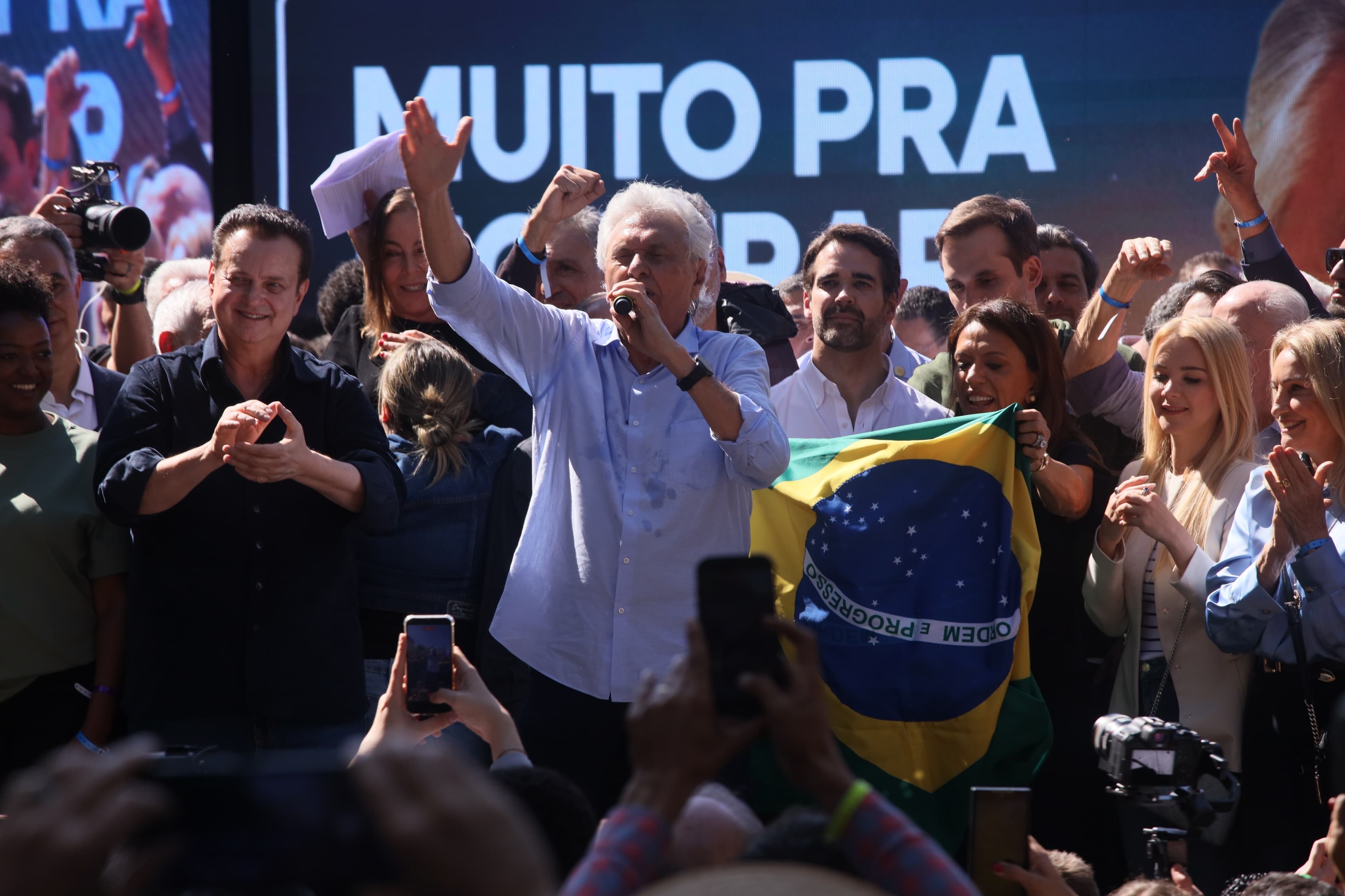 Caiado critica governo do PT e promete combater crime e corrupção em lançamento de candidatura