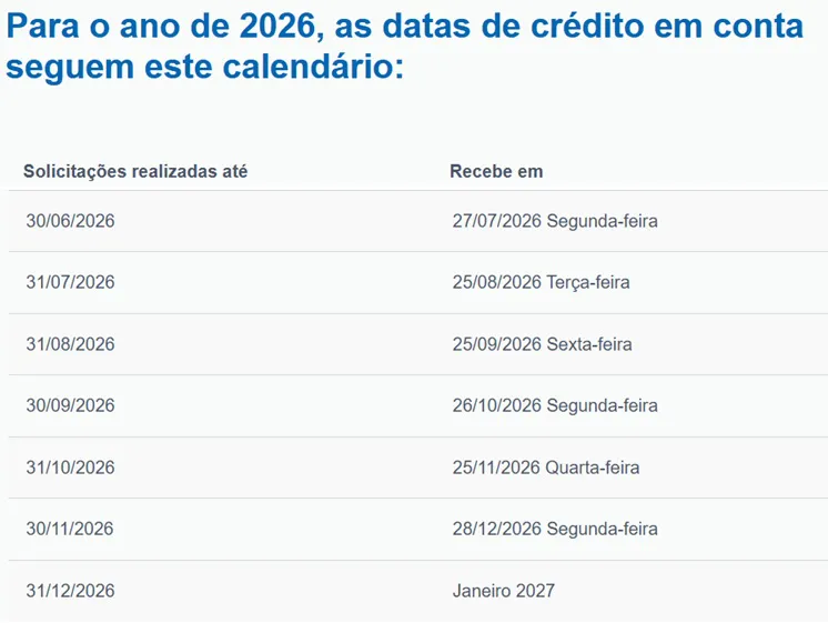 Calendário caixa