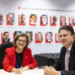 A líder do governo no Senado Teresa Leitão e o senador Camilo Santana. novo líder petista no Senado | Foto: Mariana Leal/Divulgação PT