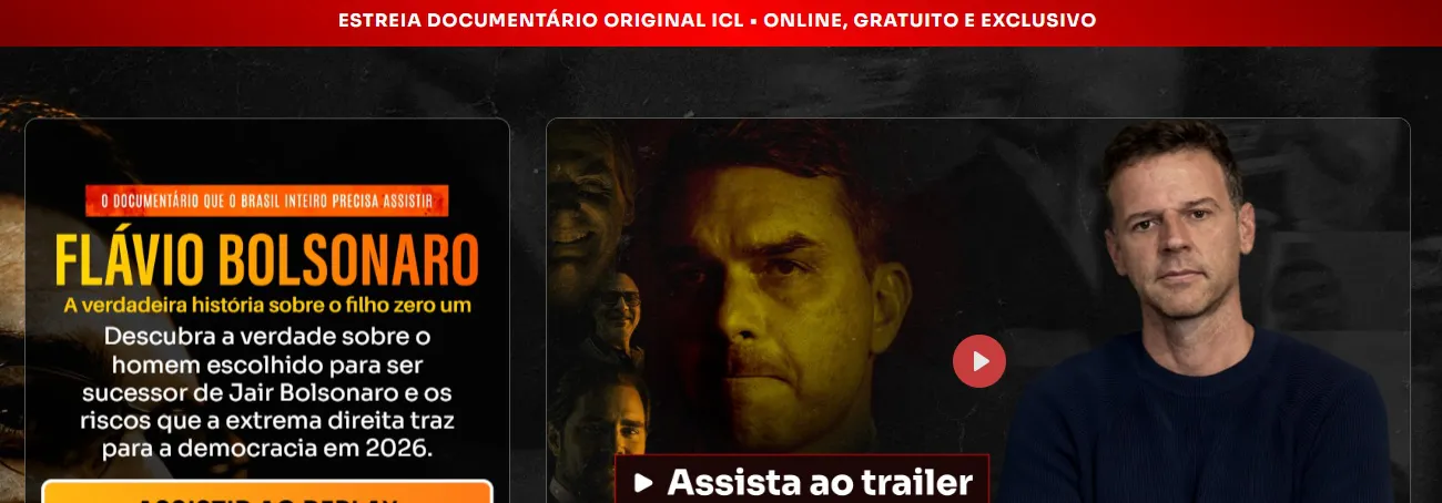 Um dos alvos da ação do PL é o documentário 'Flávio Bolsonaro: A Verdadeira História sobre o Filho Zero Um', lançado pelo ICL | Foto: Reprodução/ICL
