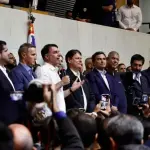 O senador Flávio Bolsonaro (PL-RJ), pré-candidato à Presidência da República, participa da convenção do diretório de São Paulo da federação PP-União Brasil | Foto: Cauiá Maia/Divulgação