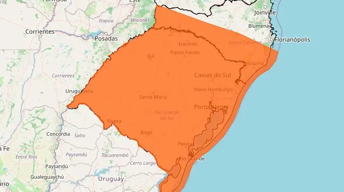 Inmet emite alerta laranja para queda acentuada de temperatura no Sul
