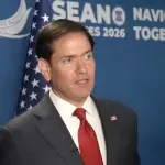 O secretário de Estado dos EUA, Marco Rubio, durante entrevista à imprensa | Foto: Reprodução/X