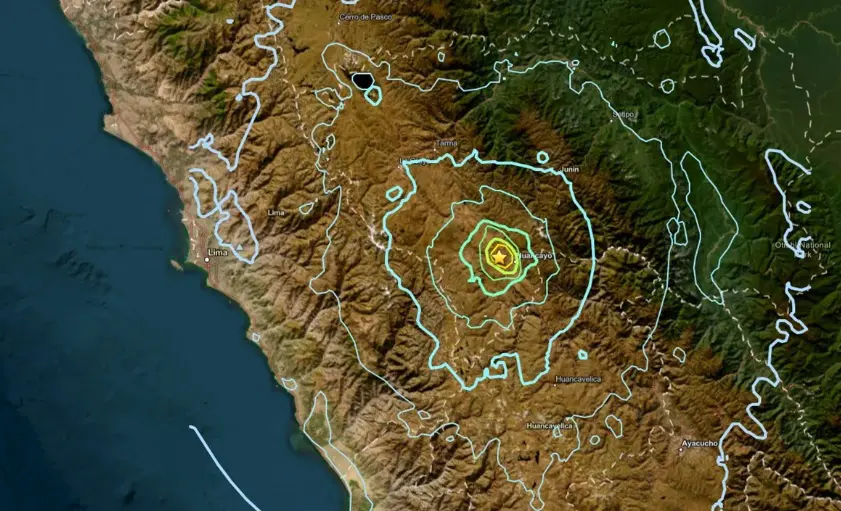 Terremoto de magnitude 5,5 atingiu a região central do Peru neste sábado, 18 | Foto: Reprodução/USGS