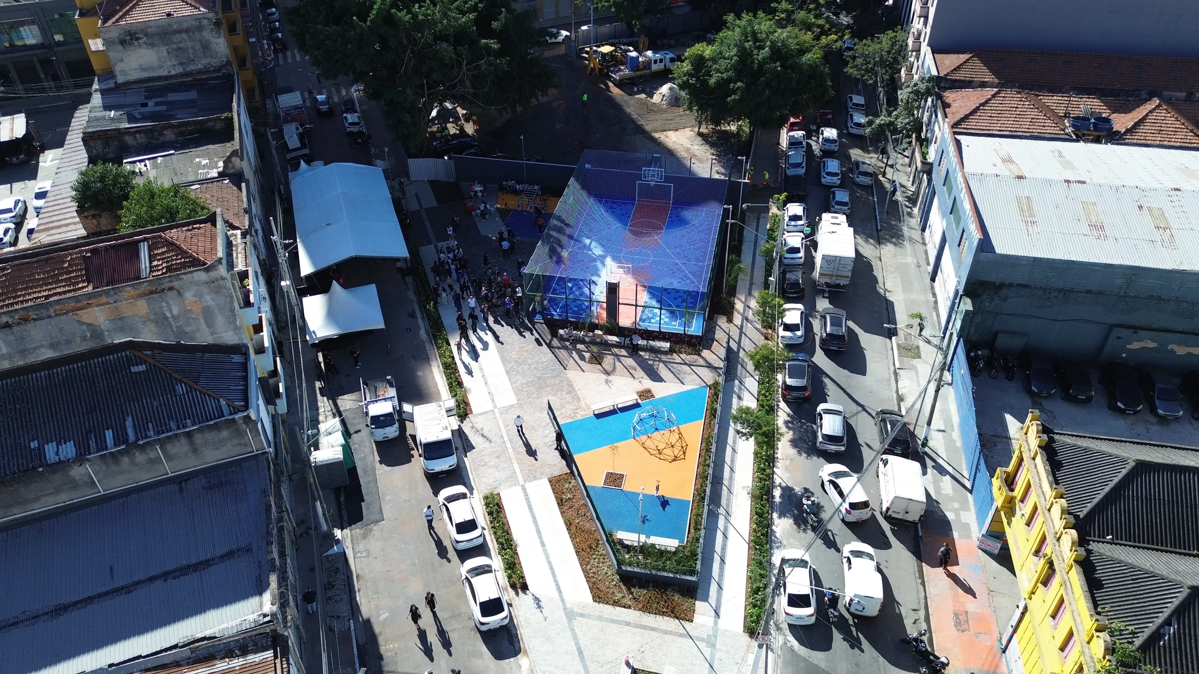 Vista aérea da Praça do Triunfo, espaço antes ocupado pela chamada cracolândia | Foto: Paulo Guereta/Governo do Estado SP